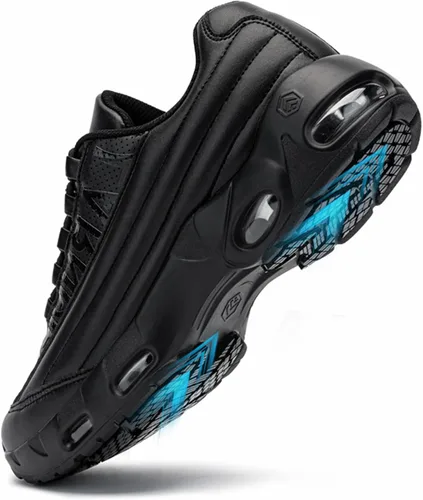 Miniatura 6 de LARNMERN Zapatos de trabajo antideslizantes para hombre, zapatos deportivos con amortiguación de aire, zapatos para restaurante Trabajo, casual