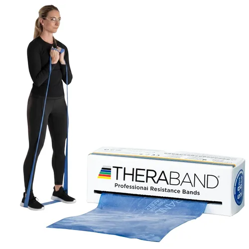 Theraband Professional Bandas de Resistencia de látex para ejercicios de cuerpo superior e inferior, terapia física, pilates inferior, en casa, azul