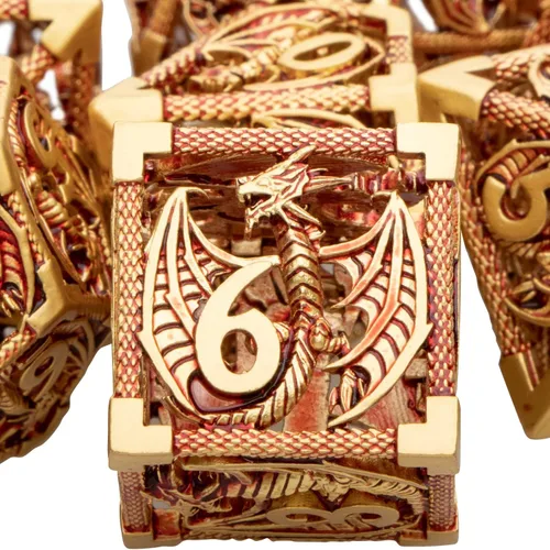 Miniatura 16 de ARUOHHA Juego de dados huecos de metal DND, dados D y D de oro antiguo, juegos de rol RPG, dados poliédricos con caja de regalo D20 D12 D10 D8 D6 D4