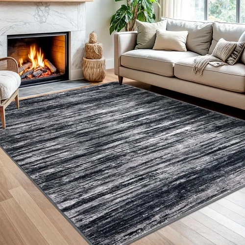 Miniatura 98 de SIILOOM 2 x 3 Alfombra moderna y abstracta para entrada, alfombra neutra azul marino gris multicolor súper suave de área pequeña, alfombras lavables