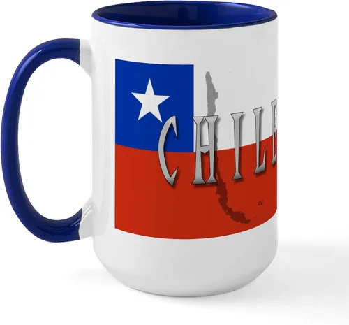 Miniatura 32 de CafePress Taza de café de cerámica extra grande de 15 oz (15.0 fl oz) con bandera de Chile