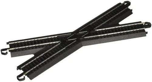 Bachmann Trenes - Pista E-Z a presión Cruce de 30 grados (1/tarjeta - Riel de aleación de acero con plataforma negra - Escala HO mediana