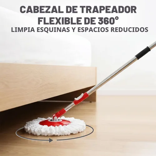 Miniatura 3 de SIMPLI-Magic Trapeador giratorio de 360° y cubo con escurridor - 3 cabezales lavables de microfibra de alta absorción - Juego de trapeador giratorio