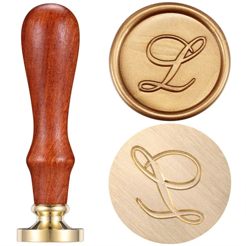 Miniatura 11 de Yoption - Sello de cera con diseño de letra del alfabeto y cabeza de latón retro, sello clásico