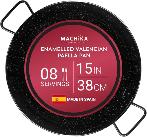 Miniatura 10 de Machika Paellera Esmaltada Paellera Sartén para Recetas de Paella y Arroz Perfecta para Interior y Exterior Fácil Limpieza Recubrimiento