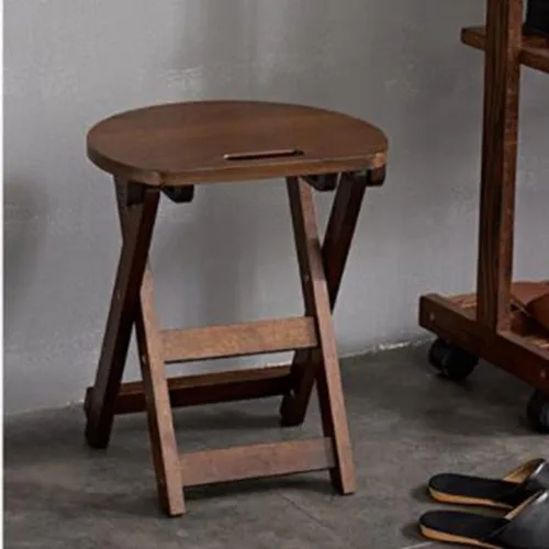 Miniatura 6 de Taburete plegable de 24 pulgadas, taburete de madera para mostrador de madera, taburetes de bar altos de bambú portátiles con asa, silla plegable