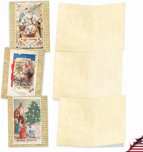 Miniatura 4 de The Best Card Company - Caja de 10 tarjetas de Navidad en blanco - Surtido de Papá Noel, adornos y tarjetas navideñas con sobres (4 x 5.12 pulgadas)