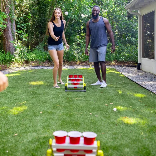 Miniatura 8 de Juego de pong de copas del estadio Franklin Sports - Juego grande de pong de 6 copas con copas + soporte - Divertido juego de patio trasero