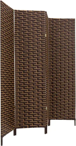 Miniatura 3 de Decorativo de bambú tejido independiente 4 paneles con bisagras Panel de privacidad Divisor de habitación plegable portátil (Darkmocha)