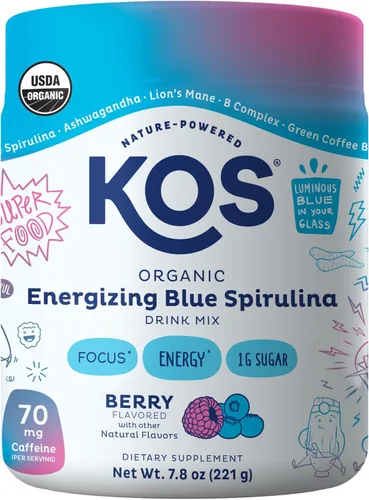 Miniatura 9 de KOS Polvo de espirulina orgánica – Certificado orgánico por USDA, 109 porciones de superalimento en polvo para batidos y jugos, algas azules verdes