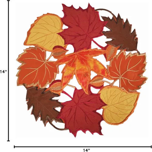 Miniatura 7 de Juego de 4 manteles individuales de otoño de 14 pulgadas con apliques bordados de hojas de arce bordadas para el hogar, cena, vacaciones, cosecha