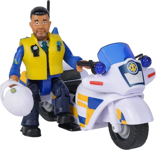 Miniatura 2 de Simba 109251092002 Fireman Sam Police Motorcycle Plus Articulado Malcolm Figura de acción le Pompier, multicolor