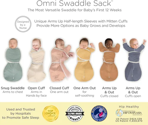 Miniatura 3 de SwaddleDesigns Saco Envolvente Omni de 6 Vías con Brazos Arriba para Recién Nacido, Más Opciones para Calmar el Reflejo de Sobresalto, Mejora