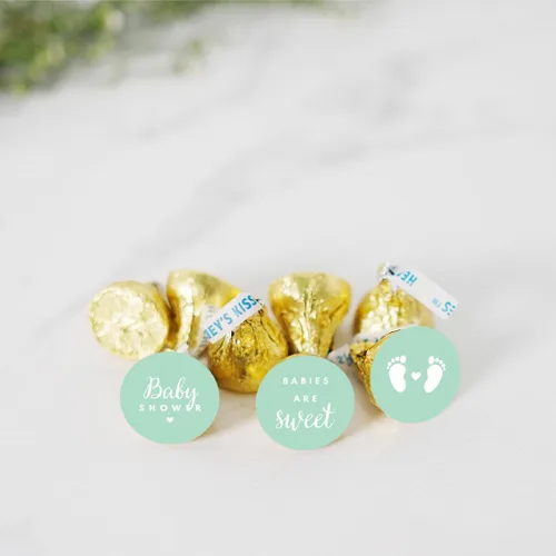 Miniatura 2 de Andaz Press Trío de etiquetas de gotas de chocolate, se adapta a besos, baby shower, verde menta, paquete de 216 Verde (Mint Green)