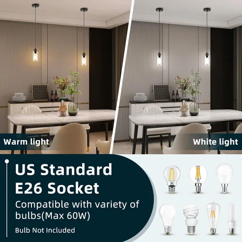 Miniatura 3 de CANMEIJIA Moderna lámpara colgante negra de granja con pantalla de vidrio, iluminación colgante industrial, luces de isla para cocina, accesorios