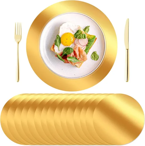 Miniatura 9 de KesaPlan 100 manteles individuales redondos azules, manteles individuales desechables de papel de 13 pulgadas para mesa de comedor, tapete de carga