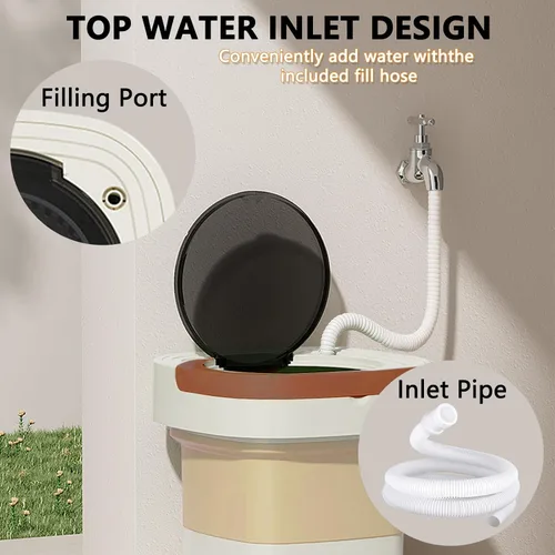 Miniatura 5 de Lavadora portátil plegable de 16 litros con estante de secado, cesta giratoria, puerto de llenado superior, manguera de entrada de agua y tubo