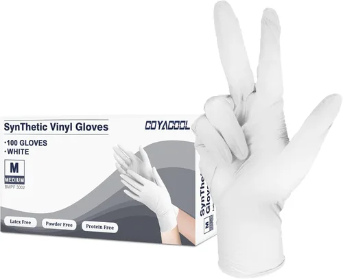 Miniatura 53 de Guantes desechables medianos, de mezcla de nitrilo y vinilo, sin látex, 100 unidades, guantes de grado alimenticio para limpieza, preparación de Azul