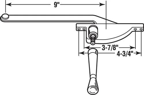 Miniatura 2 de Prime-Line H 3508 9 In. Aluminio fundido a presión, operador abatible, mano derecha, tipo lágrima (paquete individual)