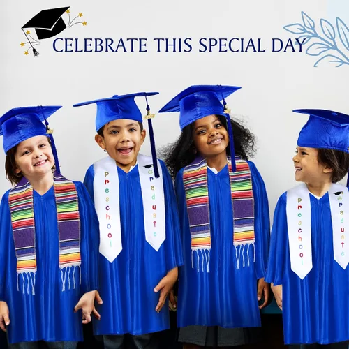 Miniatura 7 de Vestido de graduación para jardín de infantes, preescolar, estola para niños, sarape mexicano, estola de graduación, banda con borla, diploma
