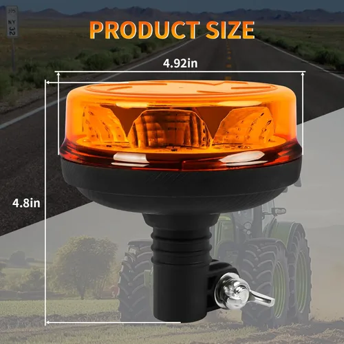 Miniatura 4 de Luces estroboscópicas de luz LED amarilla para camiones de 12 V 24 V, luz de baliza naranja, faro giratorio con 6 modos para coche, camión, UTV