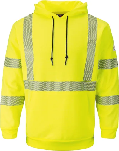 Miniatura 7 de Bulwark FR Men's Hi-Visibility Pullover Hooded Fleece Sweatshirt, Yellow/Green