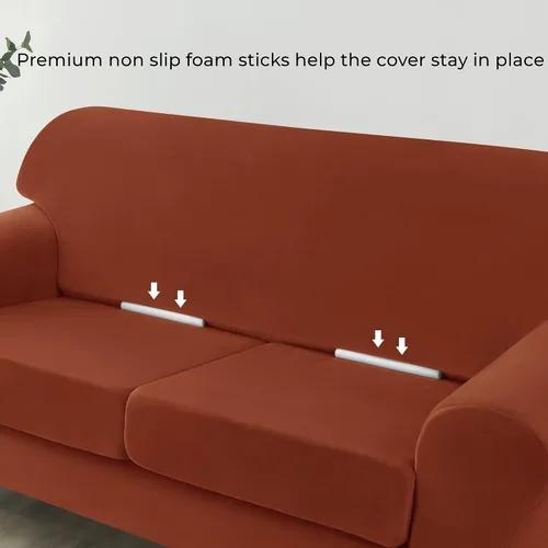 Miniatura 5 de Fundas elásticas para sofá, fundas de terciopelo grueso para sofá de 2 cojines, funda de sofá suave para sofá biplaza, protector de muebles