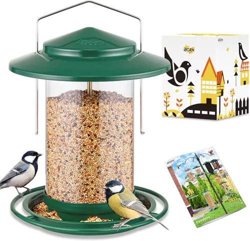 Miniatura 12 de iBorn Comedero de pájaros de metal a prueba de ardillas para pájaros para colgar en exteriores para cardenal exterior, capacidad para semillas de 3