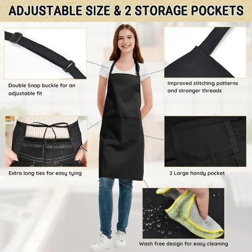 Miniatura 4 de Chef Apron for Men and Women Wash Free Bib Apron with 2 Pockets Water & Oil Proof Adjustable Aprons