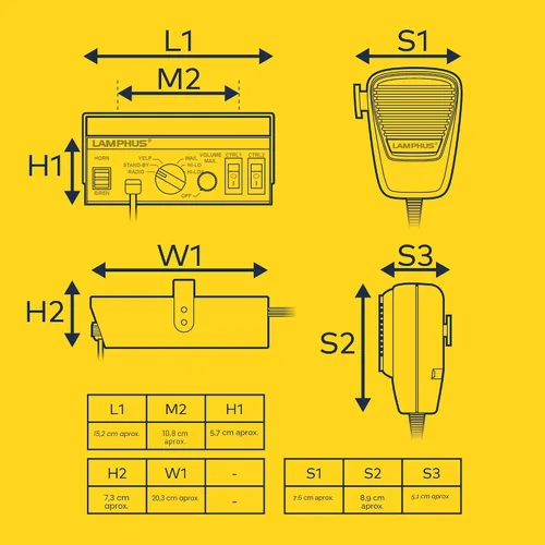 Miniatura 6 de Kit de sistema de sirena de policía LAMPHUS SoundAlert 12V 100W [Altavoz delgado] [118-124dB] [Micrófono de mano] [Sin manos] Sirena de advertencia
