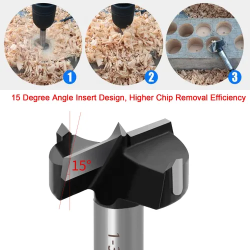 Miniatura 4 de ASNOMY Broca Forstner de 1-1/16 pulgadas, broca Forstner con punta de carburo para madera dura, juego de sierra de agujero de perforación de madera