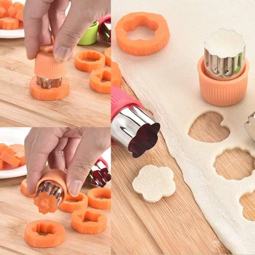 Miniatura 3 de Juego de 3 moldes para cortar verduras, mini cortadores de galletas, moldes para hornear y complementos alimenticios, accesorios (estrella)