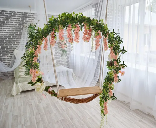Miniatura 4 de Flores artificiales de seda, guirnalda de glicina de seda, 2 unidades, 5.91 pies, enredaderas de glicina falsas, champán, glicina artificial, vid