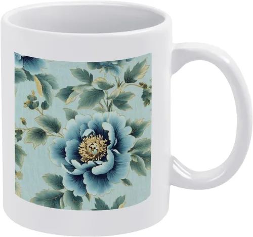 Miniatura 12 de Chinoiserie Blue Peony Flower Mugs Botanical Peony Garden Illustration 11 Oz Tea Cup Mother's Day Christmas Birthday Gift For Mom