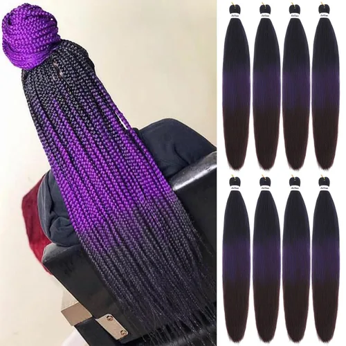 Miniatura 19 de Liang Dian Cabello Trenzado Preestirado Ombre de 12 Pulgadas, 8 Paquetes de Trenzas de Ganchillo Sintéticas, Ajuste con Agua Caliente, Extensiones