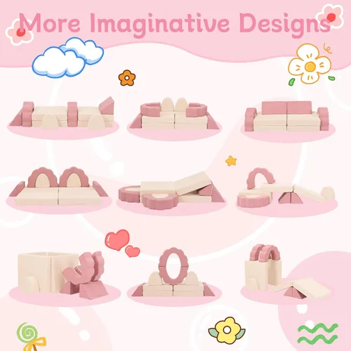 Miniatura 3 de Mini sofá de juegos para niños, sofá modular de espuma de flores, sofá convertible suave con funda lavable, muebles de escalada