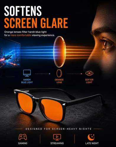 Miniatura 5 de TIJN Lentes con bloqueo de luz azul con doble revestimiento AR lente ámbar naranja para juegos de computadora