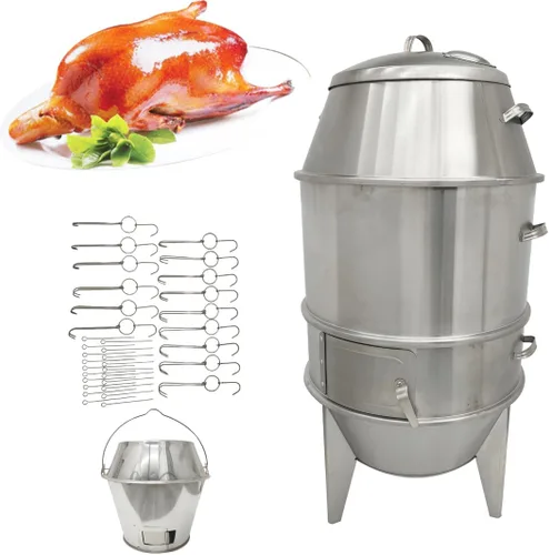 INTBUYING Horno asador de pato de carbón de 3 niveles, 23.6 x 53 pulgadas, máquina de asar de acero inoxidable para pato de Pekín, barbacoa, pollo,