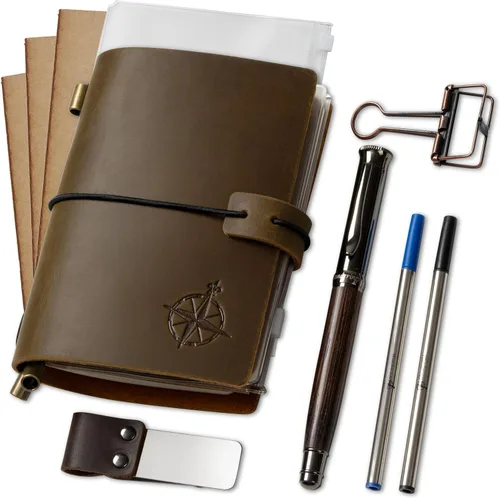 Miniatura 11 de Wanderings Cuaderno grande para viajeros - 19cm x 28cm / 7.5"x11" - Gran diario de viaje, hecho a mano, resistente, diario de cuero recargable.