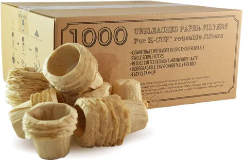 canFly 1000 filtros de papel K-CUP desechables sin blanquear para filtros Keurig de una sola taza compatibles con Ekobrew, EZ-Cup y otros filtros