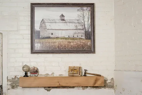 Miniatura 2 de Modern Timber Craft Mantel rústico para chimenea con viga de granero de corte de sierra, hecho a mano de madera de granero recuperada certificada