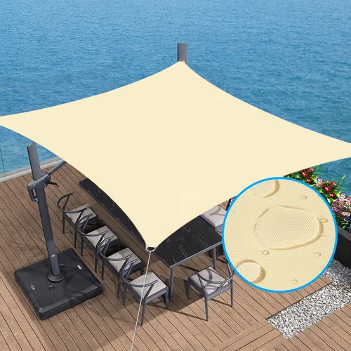 Toldo impermeable de 10 x 10 pies, rectangular, con bloqueo UV, refugio para patio al aire libre, patio, césped, jardín, cochera Beige