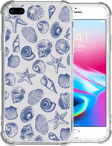 Miniatura 21 de DAIZAG Funda compatible con iPhone 13 Pro Max, bonita funda azul de conchas marinas para niñas y mujeres, funda transparente suave y transparente