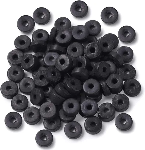 Fashewelry 100 cuentas espaciadoras planas redondas de coco de 0.315 pulgadas (0.354 in), cuentas sueltas para hacer joyas de bricolaje con agujero