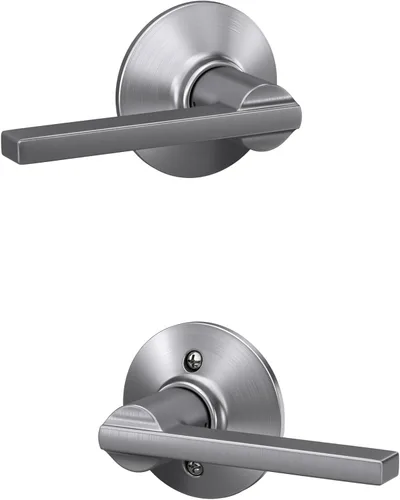 Miniatura 19 de Schlage F10 LAT 626 CEN Latitude - Manilla de puerta con moldura Century, cerradura de paso para pasillo y armario, cromo satinado