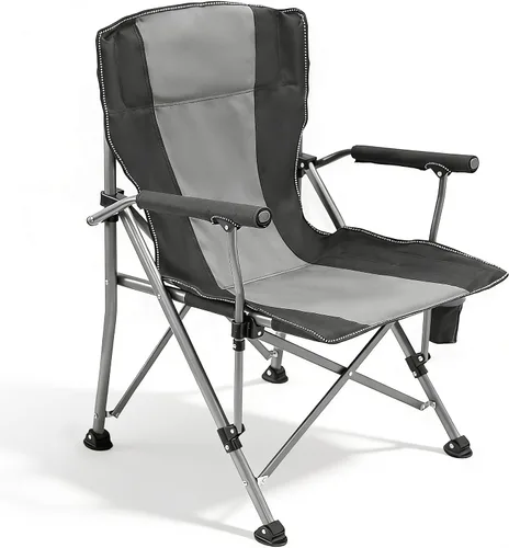 WILDROOTS Silla de campamento resistente de 500 libras de capacidad, silla portátil para exteriores, silla plegable acolchada duradera para playa,