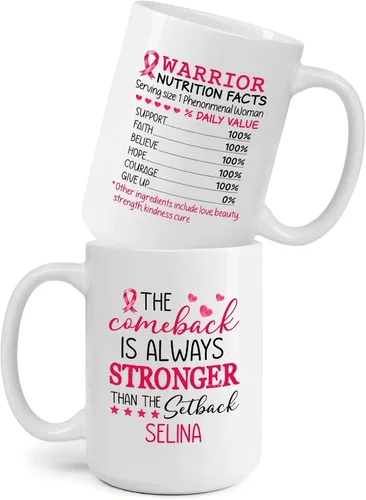 Miniatura 16 de Taza personalizada para sobrevivientes de cáncer, taza de cáncer de mama, taza de cinta rosa, regalo para sobreviviente de cáncer de mama, taza