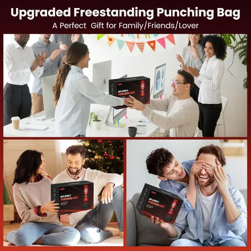 Miniatura 8 de Saco de boxeo independiente para adultos y adolescentes, bolsa de boxeo pesada de 70 pulgadas con guantes y bomba, bolsas de kickboxing de pie