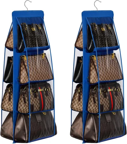 Miniatura 12 de Lirex Paquete de 2 organizadores de bolsos colgantes para armario, organizador de almacenamiento de 8 bolsillos para colgar bolsos, organizador
