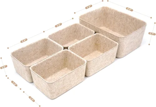 Miniatura 6 de Welaxy - Organizador minimalista de fieltro profundo, 5 unidades, contenedores de almacenamiento de avena